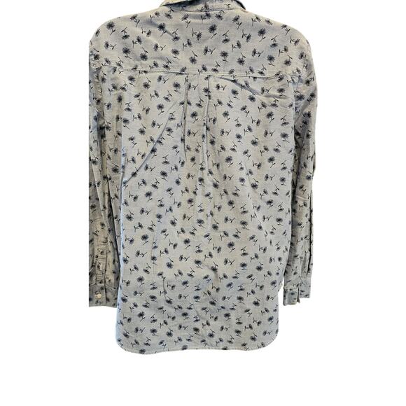 Liz claib chambray dandelion whimsical long sleeve button up career casual sz M+ - Picture 2 of 8